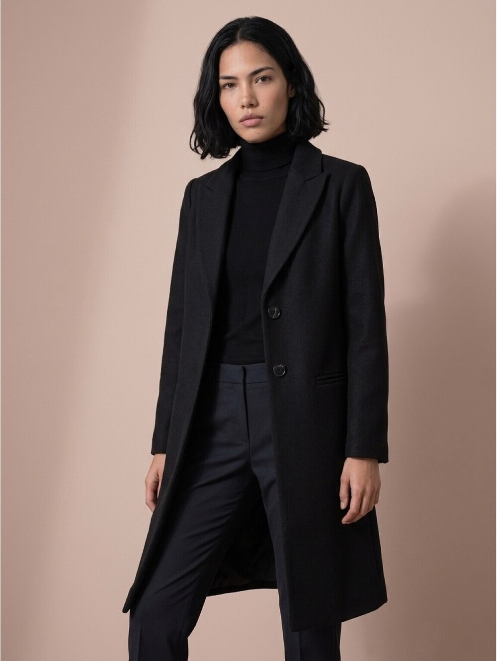 Rachel Zoe Black Wool Blend Long Coat Size 8